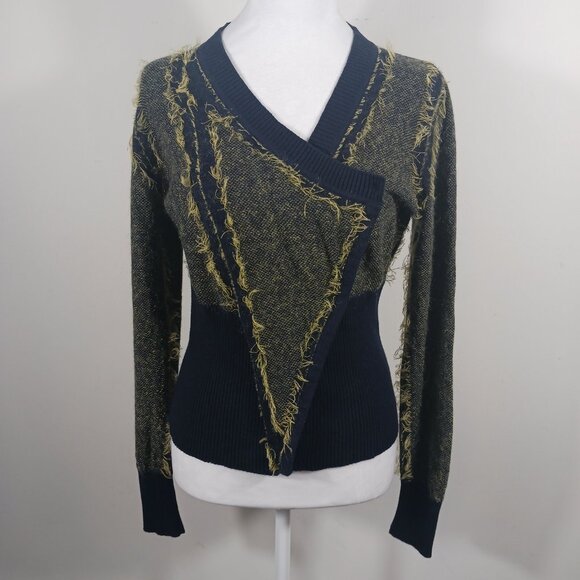 L.A.M.B. Gwen Stefani, Cardigan Sweater, Small, Navy & Gold, Artistic Streetwear - Picture 3 of 16